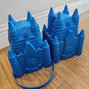 Walt Disney World Blue Castle Sand Bucket Pail Beach Toy Castle Set Of Two
